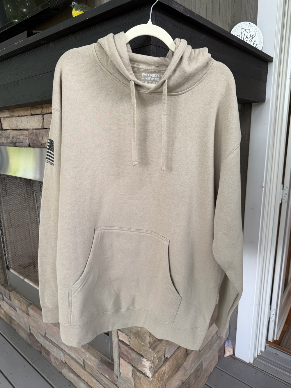 Patriot Crew Sandstone Fleece Hoodie XL NWT Style (No Tags) USA Flag Sleeve